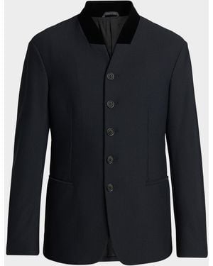 Giorgio Armani Apos;S Rice Stitch Stand-Collar Blazer - Black