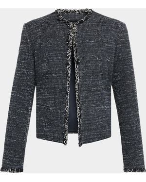 Weekend by Maxmara Faro Fringed Boucle Jersey Jacket - Blue