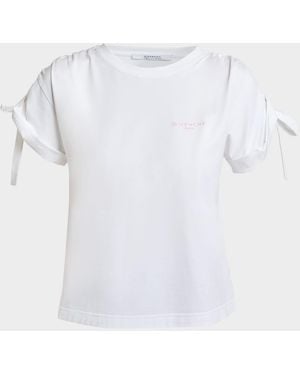 Givenchy Gathered Shoulder Short-Sleeve T-Shirt - White