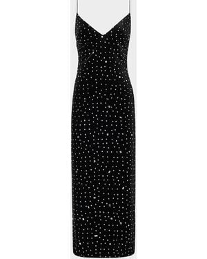MILLY Ivy Crystal-Embellished Velvet Midi Dress - Black