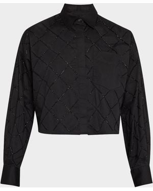 Rag & Bone Beatrice Embroidered Cotton Cropped Shirt - Black