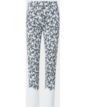 Akris Punto Scribble Daisy Print Skinny-Leg Ankle Jeans - Blue