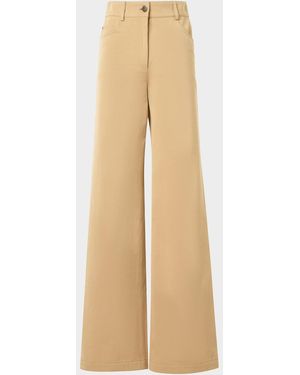 Akris Punto Cooper Wide-Leg Cotton Gabardine Pants - Natural