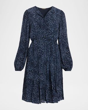 Kobi Halperin Cheryl Leopard-Print Viscose Midi Dress - Blue