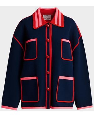 Essentiel Antwerp Kokorico Knitted Shirt Jacket - Blue