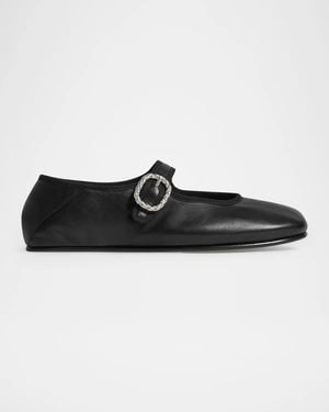 Bottega Veneta Veneziana Nappa Leather Ballerina Flats - Black
