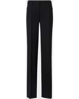 Akris Punto Mikka Wool Tricotine Straight-Leg Pants - Black
