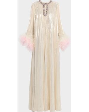 knee length dresses for ladies Layla Feather Sleeve Maxi Dress in Sage Apple Green M/L / Light Green main image 1
