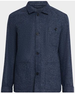 Anderson & Sheppard Apos;S Wool Patch-Pocket Shirt Jacket - Blue