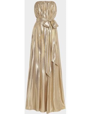 Ramy Brook Chiara Silk Lame Strapless Maxi Dress - Natural