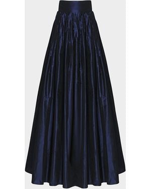Carolina Herrera Pleated Silk Ball Skirt - Blue
