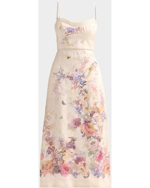 Zimmermann Alchemy Linen Midi Dress - Pink