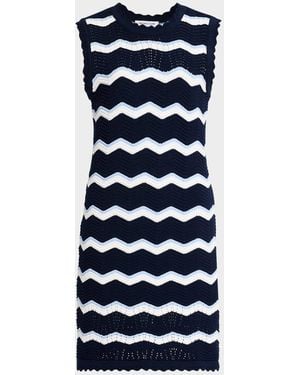 Veronica Beard Templeton Sleeveless Stripe Knit Dress - Blue