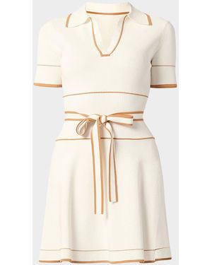 Shoshanna Maggie Tie-Waist Rib Knit Mini Dress - Natural