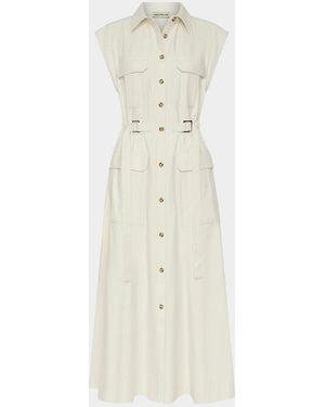 Nicholas Romina Striata-Print Utility Midi Dress - White