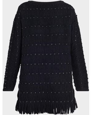 DIOTIMA Notte Crystal Fringed Knit Mini Dress - Blue