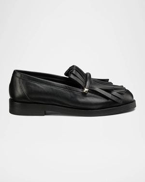 Jimmy Choo Eska Fringe Leather Loafers - Black