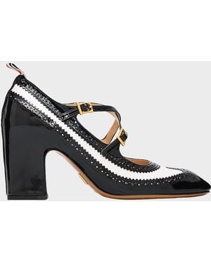Thom Browne 75Mm Crisscross Leather Brogue Pumps - Black
