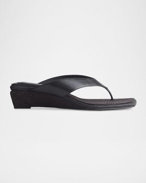 Rag & Bone Jo Jute And Leather Thong Wedge Sandals - Blue