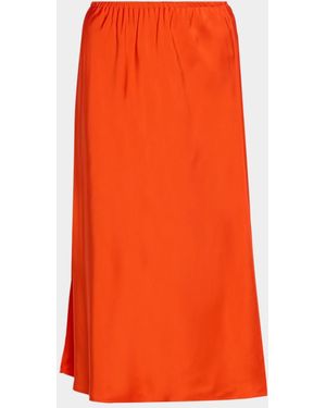 Vince Pull-On Satin Slip Skirt - Orange