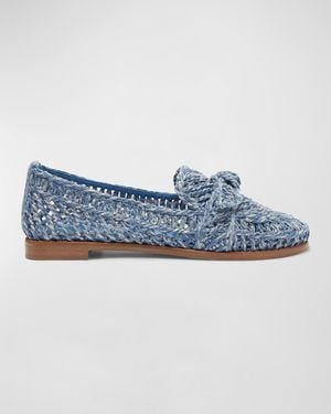 Alexandre Birman Raffia Knotted Bow Loafers - Blue