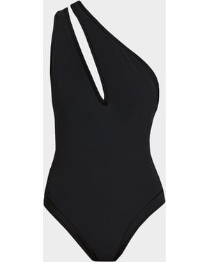 Shan Signature Asymmetric One-Piece Swimsuit - Black