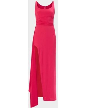 Hervé Léger The Mila Draped Side-Slit Gown - Pink