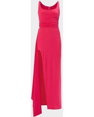 Hervé Léger The Mila Draped Side-Slit Gown - Pink