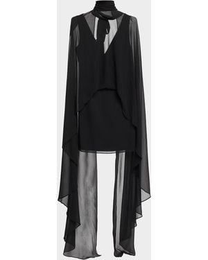 Emanuel Ungaro Esme Draped Turtleneck Mini Dress - Black