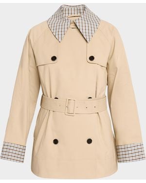 Rails Lucien Gingham Gabardine Trench Coat - Natural