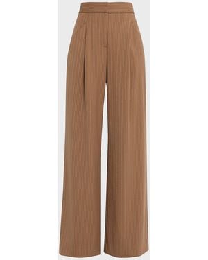 Veronica Beard Rimini Pinstripe Wide-Leg Pants - Brown