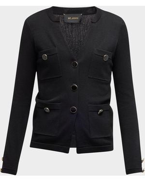 St. John Santiago Knit Button-Down Jacket - Black