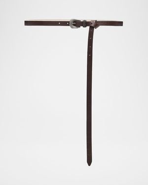 Brunello Cucinelli Long Croc-Embossed Leather Belt - Brown