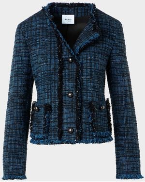 Akris Punto Raw Denim Tweed Single-Breasted Jacket - Blue