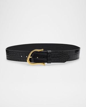 Streets Ahead Cil Croc-Embossed Leather Waist Belt - Black