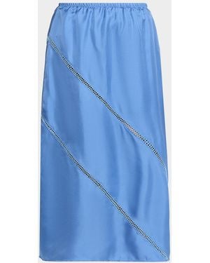 DIOTIMA Tobago Lattice-Inset Silk Midi Skirt - Blue