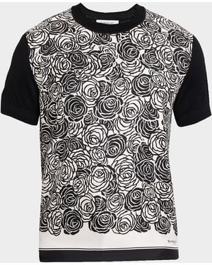 Givenchy Apos;S Floral-Print Silk/Cotton Short-Sleeve T-Shirt - Black