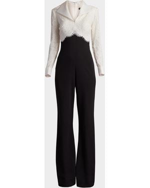 Tadashi Shoji Bootcut Lace & Crepe Jumpsuit - Multicolor