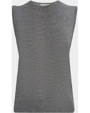 Neiman Marcus Superfine Cashmere Sleeveless Shell - White