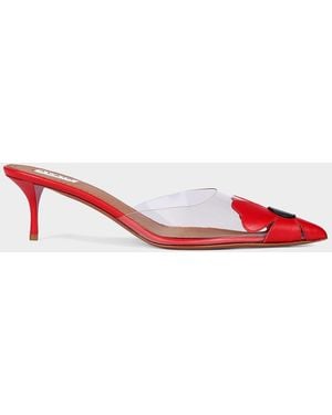 Alaïa 55Mm Bloom Leather Transparent Mule Pumps - Red