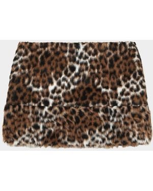 Marc Jacobs Faux Fur Leopard Mini Skirt - Brown