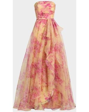 Cynthia Rowley Fahreta Sakura Mist Organza Strapless Gown - Pink