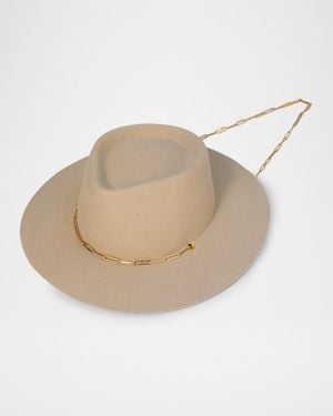 Van Palma Ulysse Merino Wool Fedora With Chain - Natural