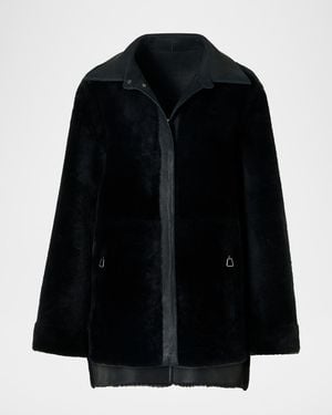 Akris Harper Reversible Lamb Shearling Single-Breasted Jacket - Black