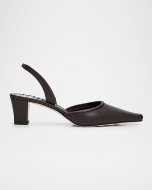 Manolo Blahnik 50Mm Vendona Leather Slingback Pumps - Metallic