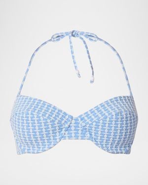 Shoshanna Geometric Halter Bikini Top - Blue
