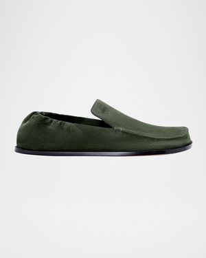 Loewe Apos;S Flex Suede Moc-Toe Loafers - Green