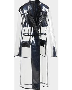 Tom Ford Glass-Effect Technical Croco Leather Trench Coat - White