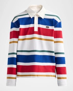 Ami Paris Apos;S Ami Bouclette Oval Patch Stripe Polo - Red