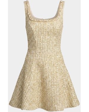 Mac Duggal Ieena Embellished Bouclé A-Line Mini Dress - Natural